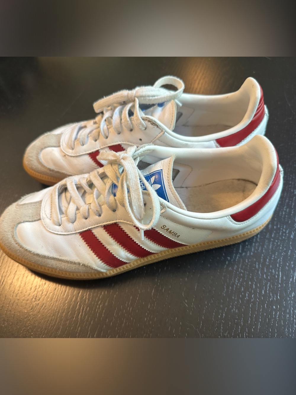 adidas Samba White and Red Low-Top Sneakers